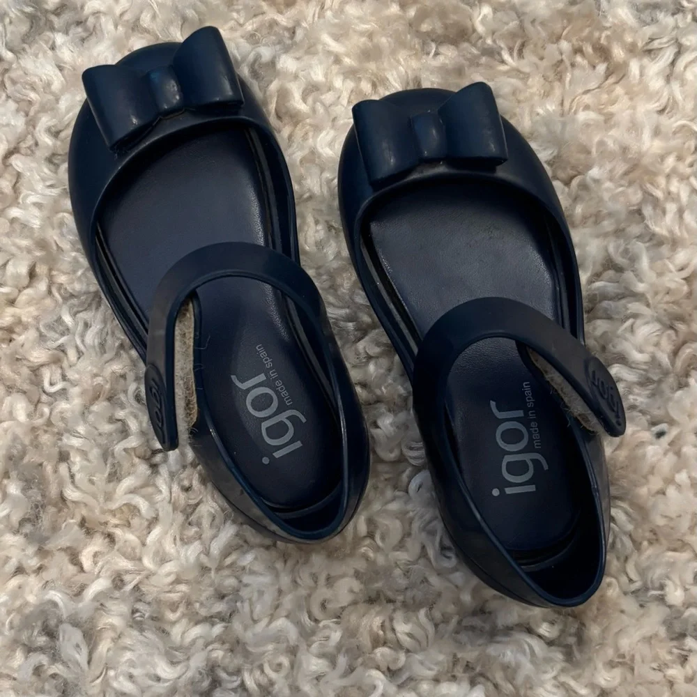 Igor Navy Blue Girls Bow Strap Dress Shoes